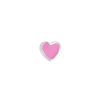 Nordahl's Ørestik hjerte med lyserød emalje i rhodineret sølv